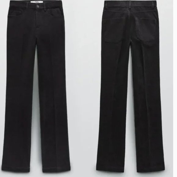 NWT Charlotte Gainsbourg x Zara Corduroy Pants Trouser Black - Picture 1 of 8